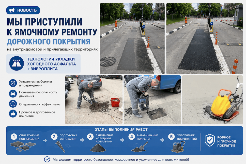 Приступили к ямочному ремонту дорожного покрытия